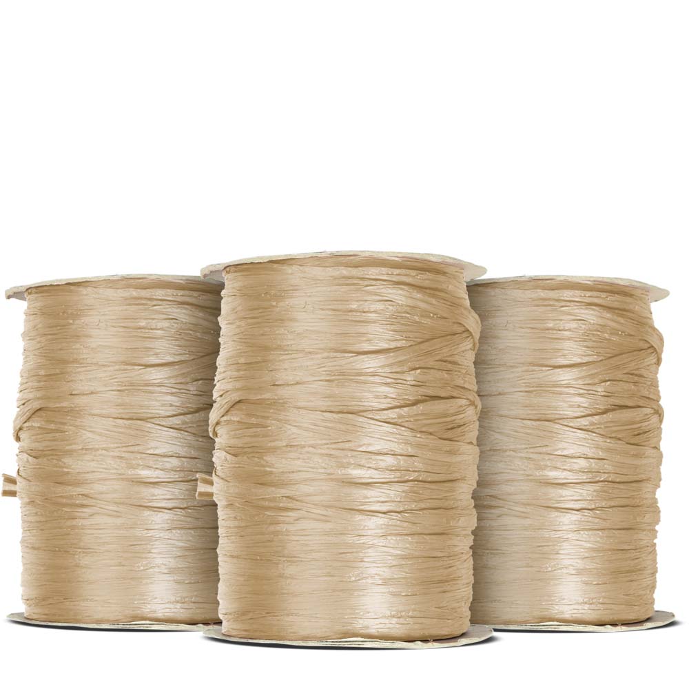 BABCOR Packaging: Oatmeal Matte Rayon Raffia - 100 Yards - Bundle of 3 ...