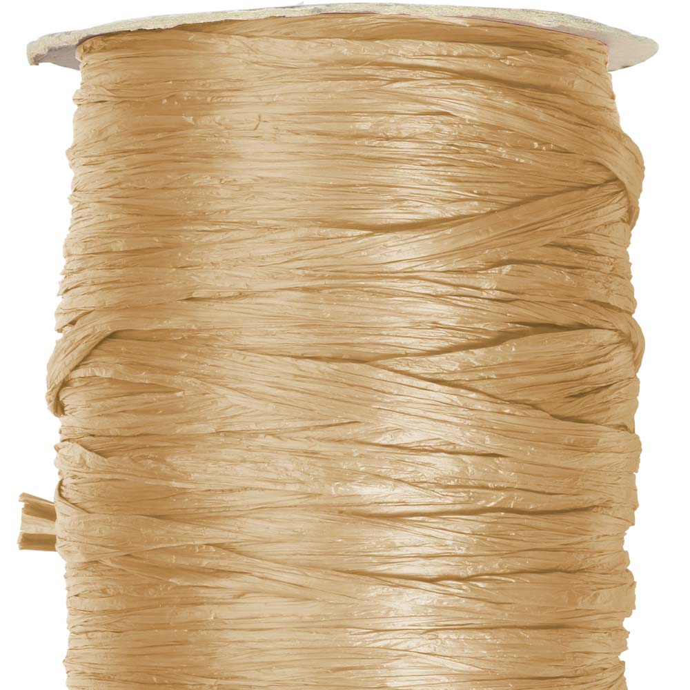 Daffodil Yellow Raffia Ribbon 100 Yards Berwick Wraphia Natural