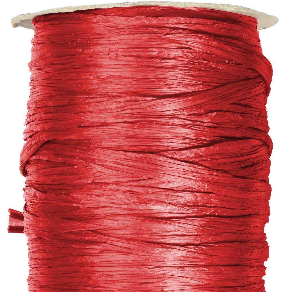 Imperial Red Matte Rayon Raffia - 100 Yards - Bundle of 3 Rolls