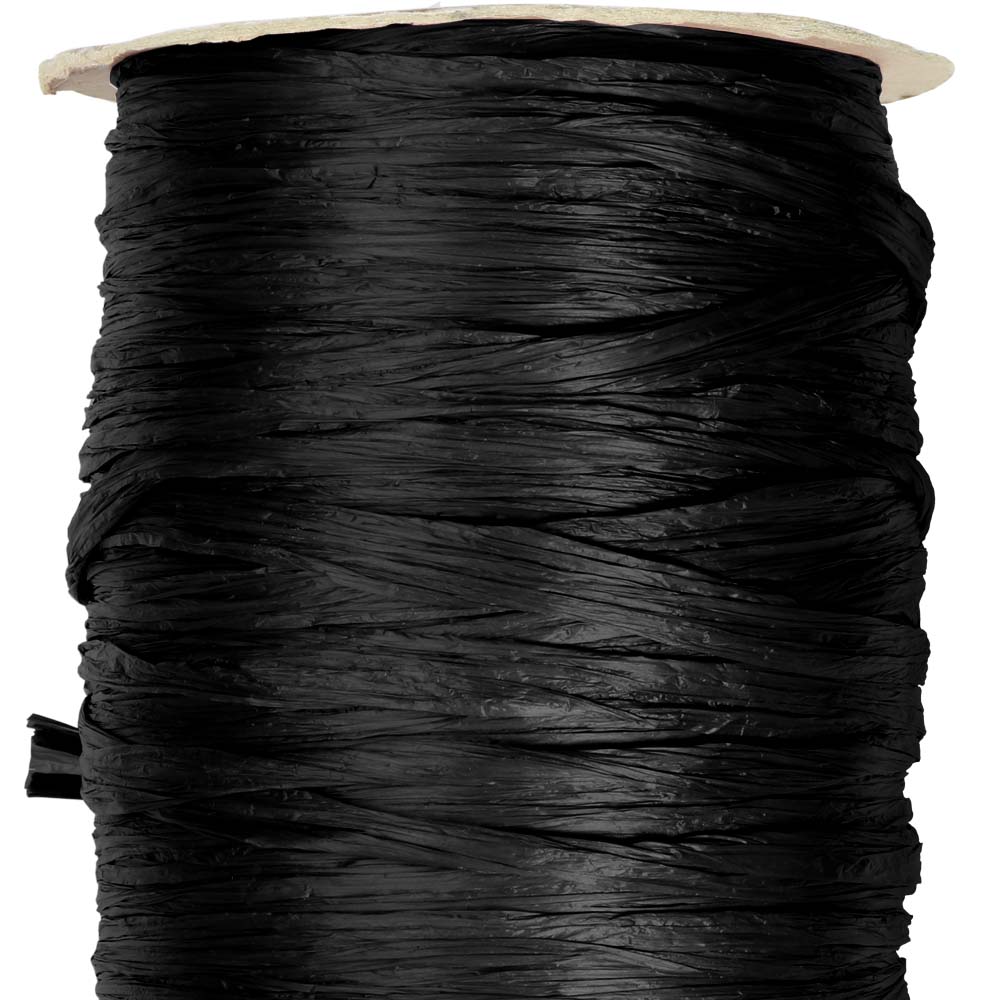 Black Matte Rayon Raffia - 100 Yards - Bundle of 3 Rolls