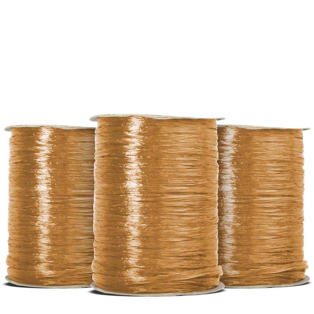 Pearl Finish Raffia Ribbon --- 1/4in X 100 Yards --- Antique Gold Color