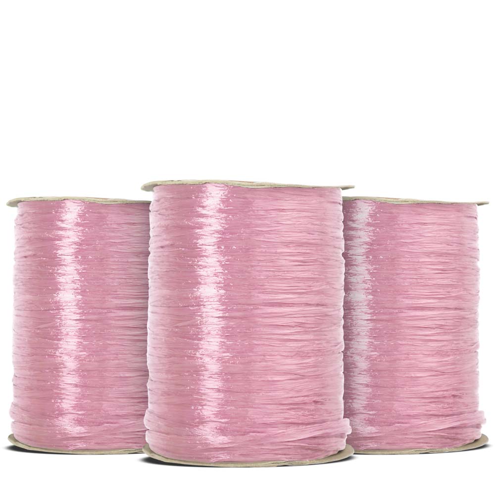 BABCOR Packaging: Pink Pearlized Nylon Raffia - 100 Yards