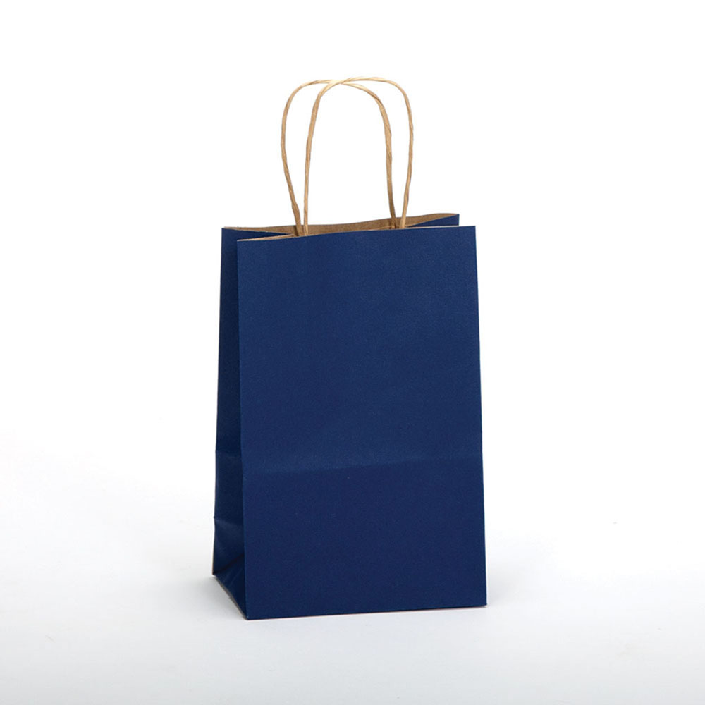 Navy Blue Tinted Kraft Paper Shopping Bag - 5 x 3 x 8