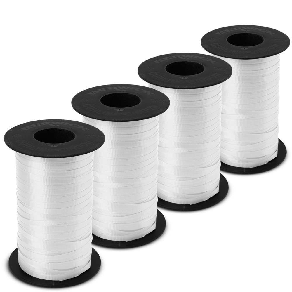 White Splendorette Curling Ribbon - 3/16 in. x 500 Yards - Bundle of 4  Rolls 4/Rolls