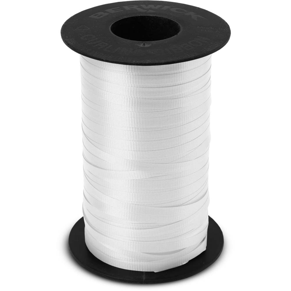 BABCOR Packaging: White Splendorette Curling Ribbon - 3/16 in. x 500 Yards  - Bundle of 4 Rolls