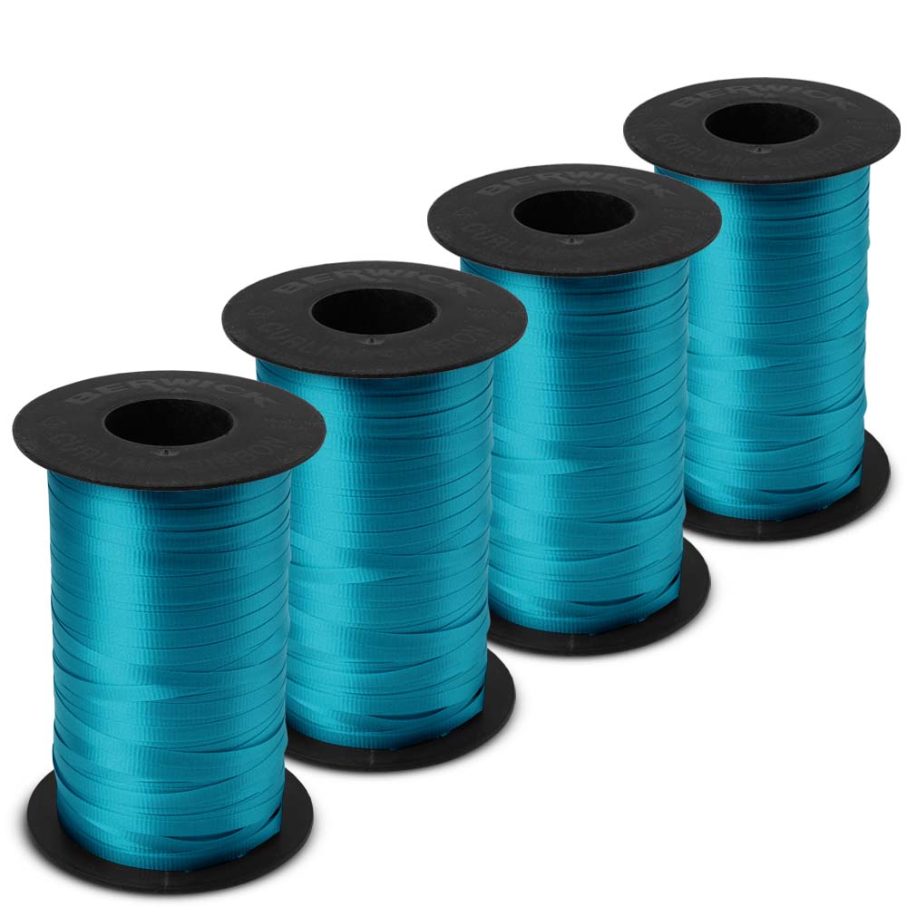 Turquoise Splendorette Curling Ribbon - 3/16 in. x 500 Yards - Bundle of 4  Rolls 4/Rolls