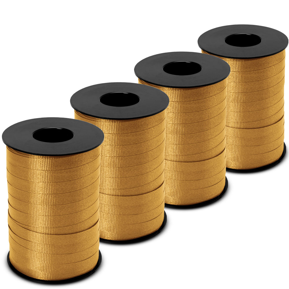 BABCOR Packaging: Gold Splendorette Curling Ribbon - 3/8 in. x 250 Yards -  Bundle of 4 Rolls