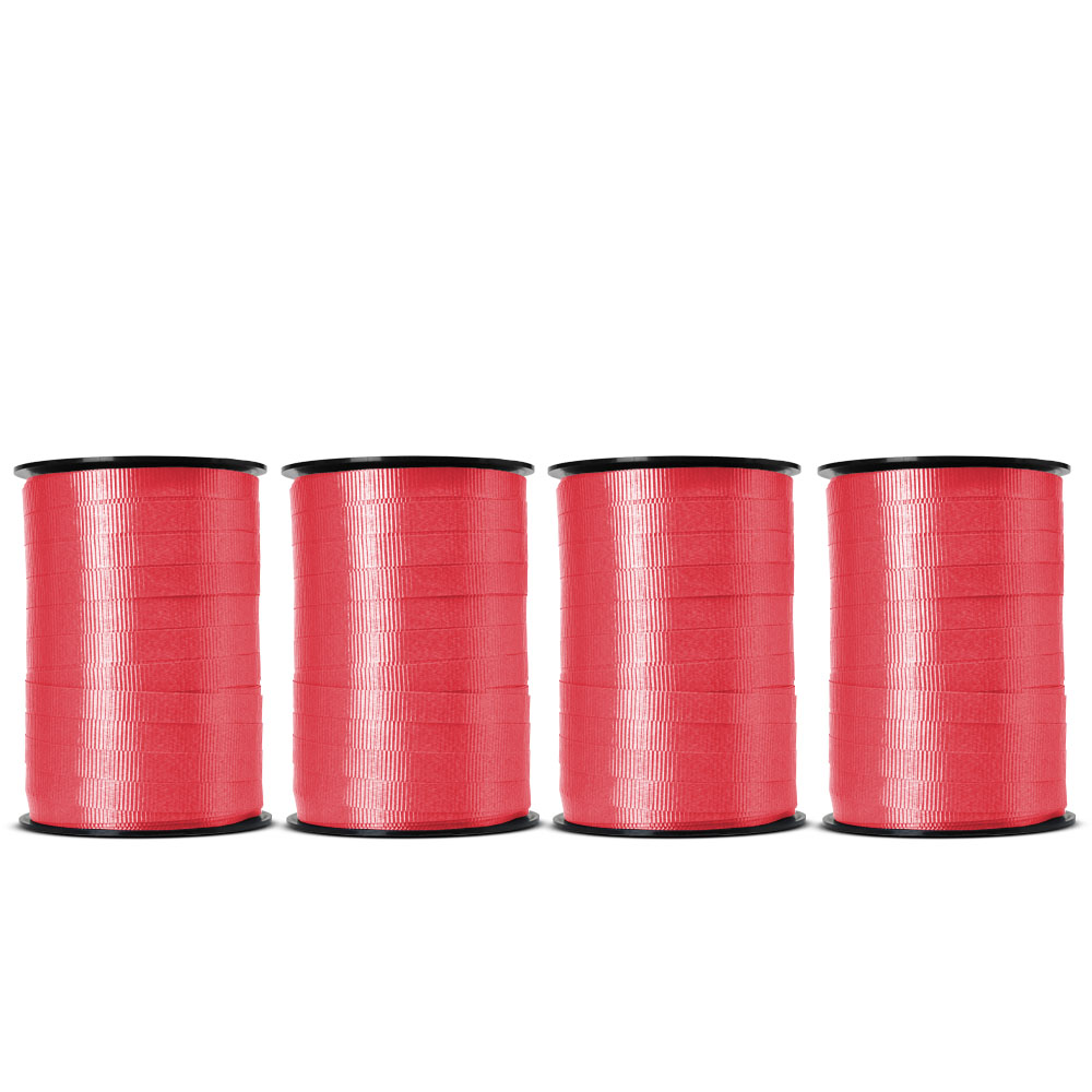 Red Splendorette Curling Ribbon - 3/8 in. x 250 Yards - Bundle of 4 Rolls