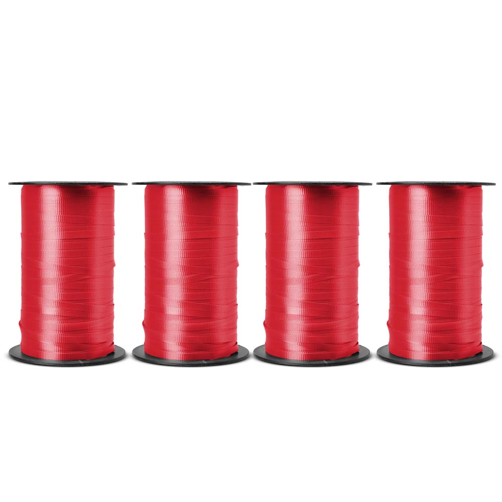 BABCOR Packaging: Lava Red Splendorette Curling Ribbon - 3/8 in. x 250  Yards - Bundle of 4 Rolls