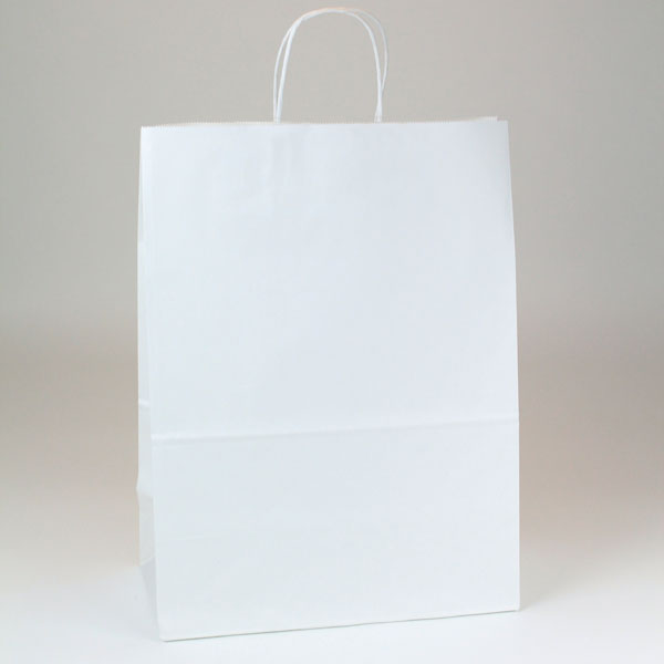 White Kraft Paper Shopping Bag - 12 x 9 x 15