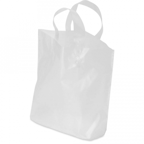 Prime Line Packaging Black Plastic Shopping Bags Soft Strap Handles 3 Mil,  25 Pcs - 19.5x15x4, 25 Pcs - Ralphs