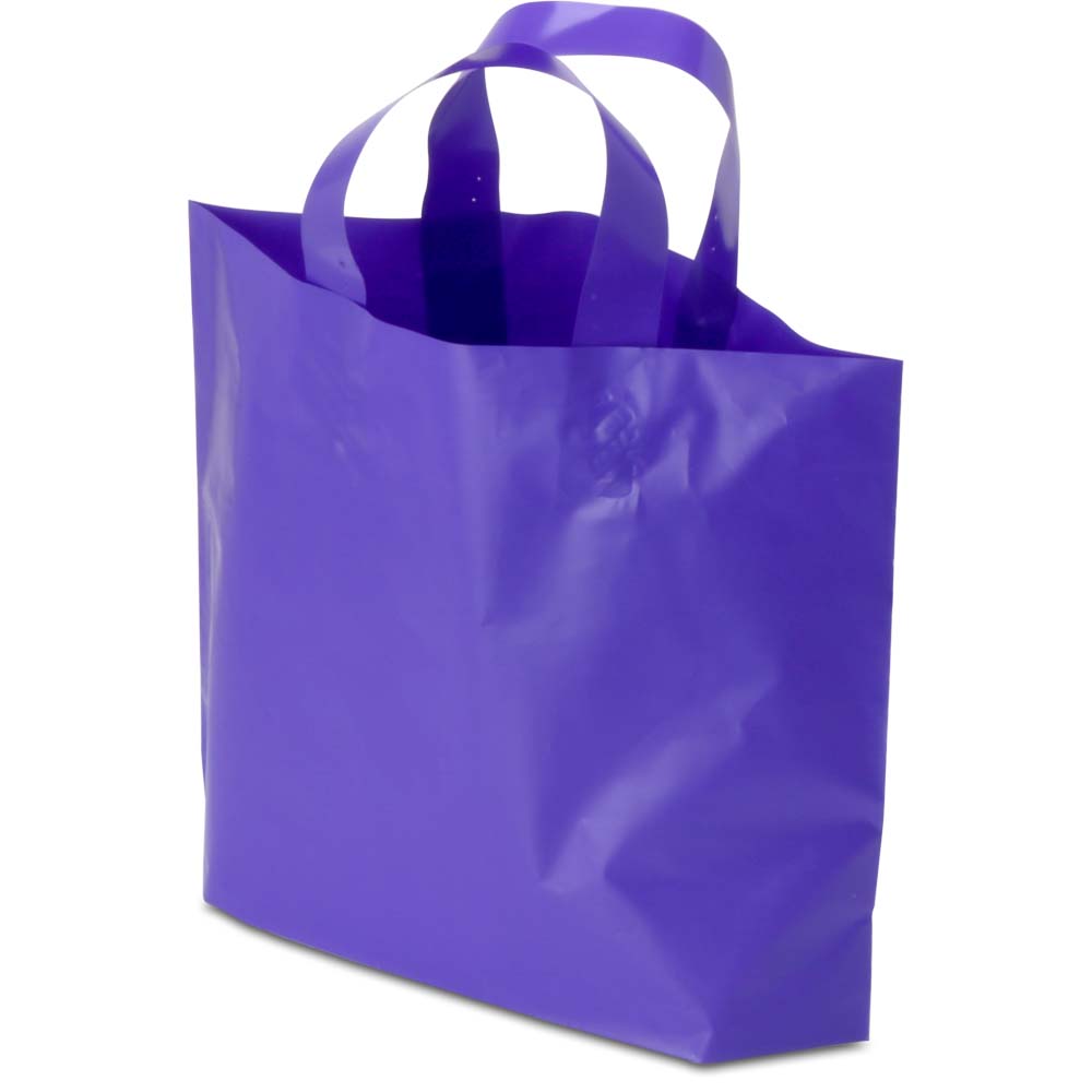 Hot Pink Plastic Ameritote Shopping Bags w. Soft Loop Handle - 16 x 6 x 15  in. 250/Case