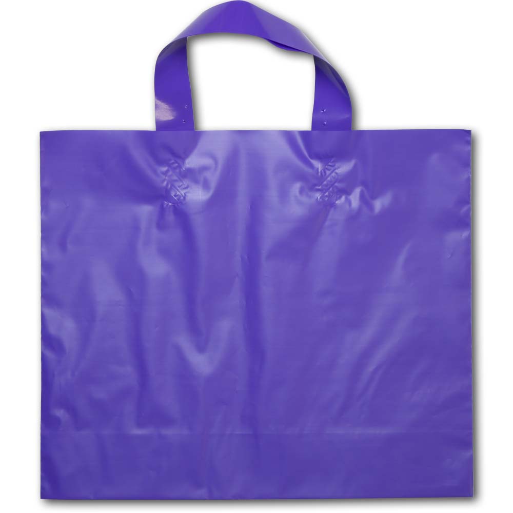 BABCOR Packaging Purple Plastic Ameritote Shopping Bags w. Soft Loop Handle 12 x 4 x 10 in