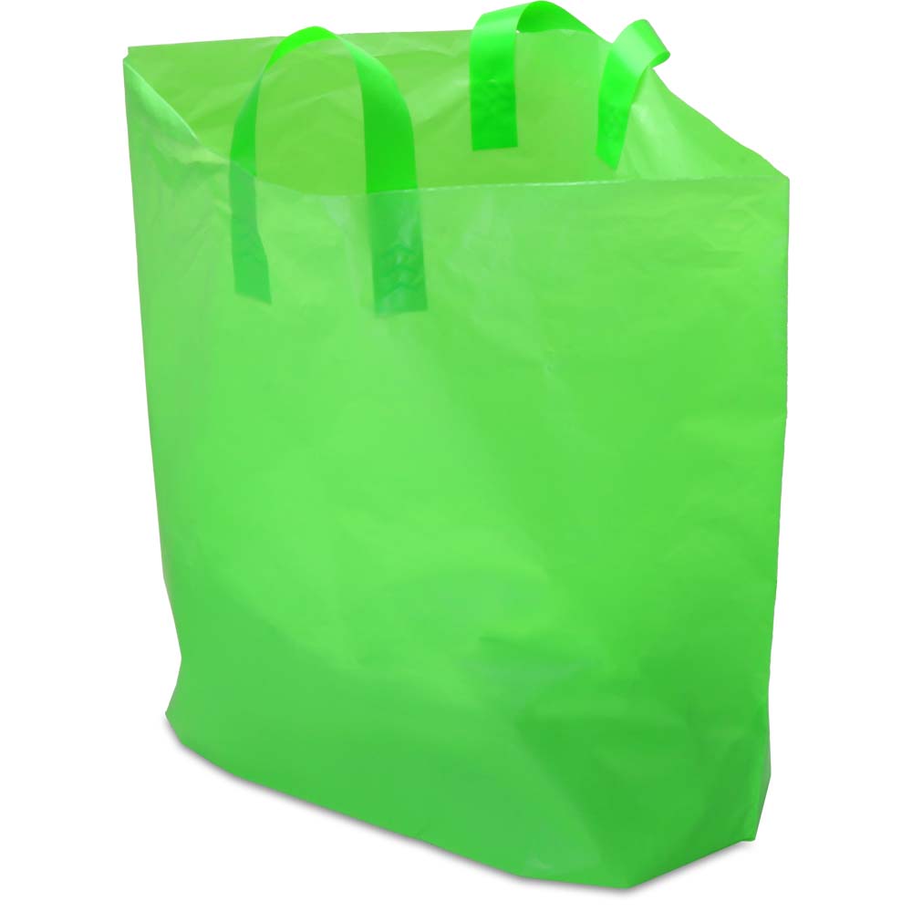 Citrus Green Plastic Ameritote Shopping Bags w. Soft Loop Handle - 22 x 8 x 18 in.