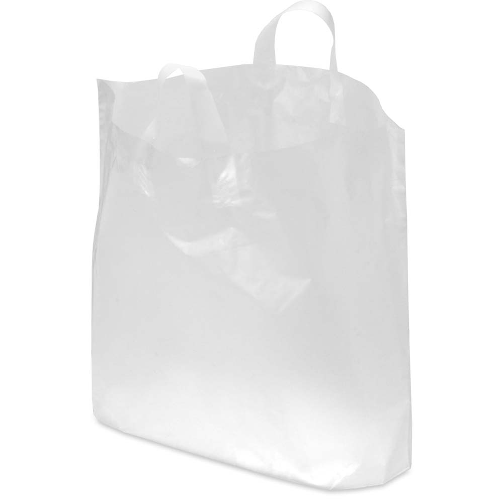 Translucent Plastic Shopping Bags with Logo Print Custom Loop Handle Bags