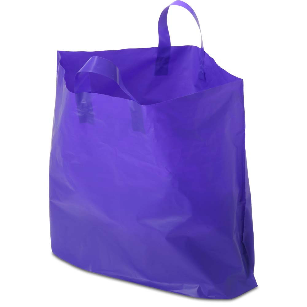 Purple Plastic Ameritote Shopping Bags w. Soft Loop Handle - 22 x 8 x 18 in.
