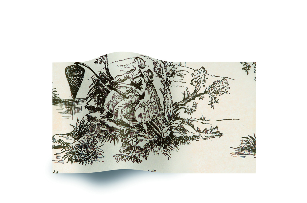Toile Black on Oatmeal Stock Printed Tissue - 20 x 30 in.