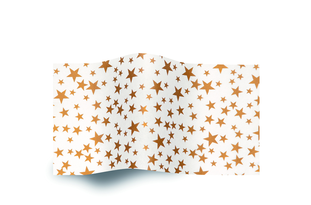 Gold Stars on White Precious Metals Tissue - 20 x 30 in.