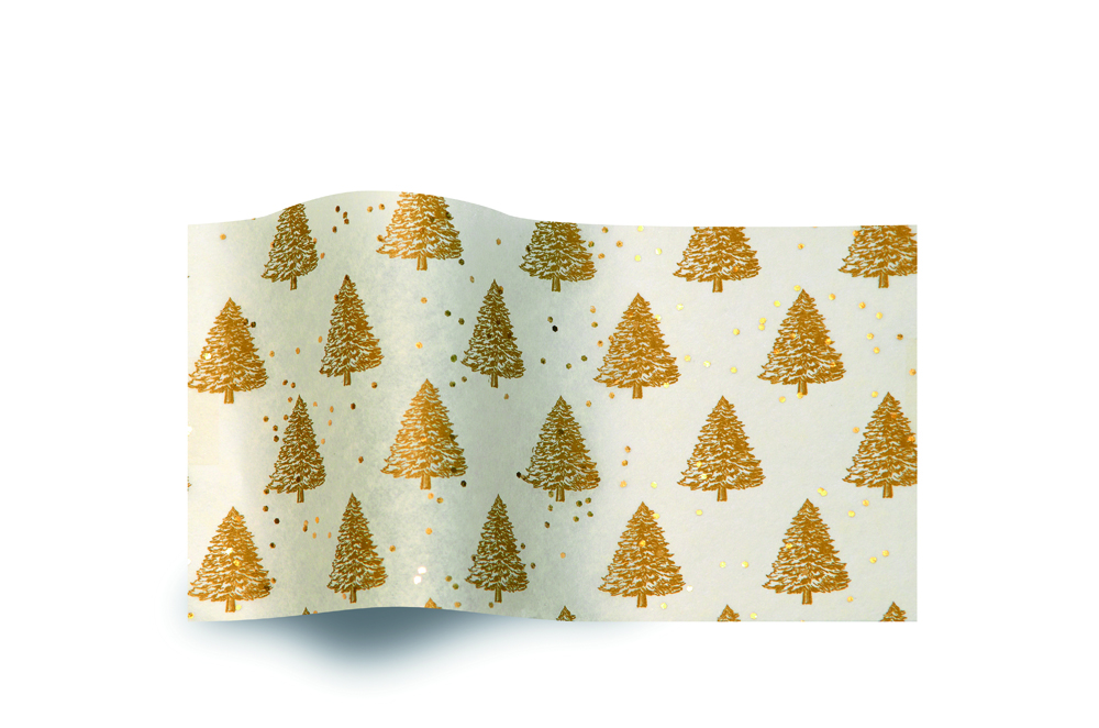 Gold Pearl Trees Gemstones Tissue - 20 x 30 in.