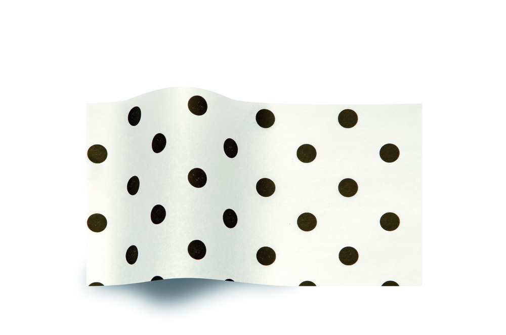 Black Dots on White Stock Printed Tissue - 20 x 30 in.