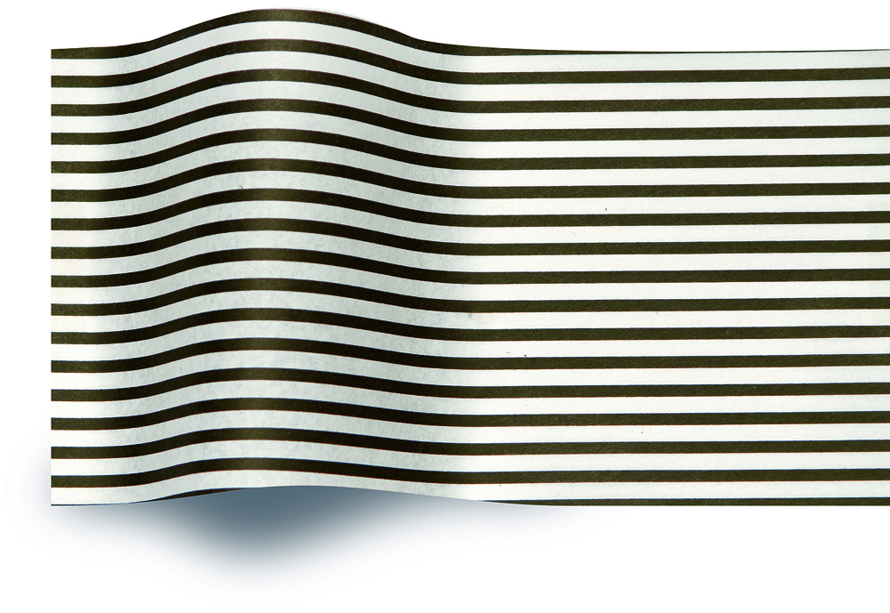 Black Stripes on White Stock Printed Tissue - 20 x 30 in.